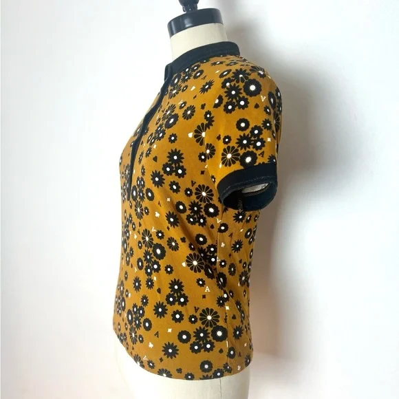 AMY WINEHOUSE FRED PERRY Floral Twin Tipped Black Orange Tennis Polo Shirt S M 8 - Picture 7 of 15